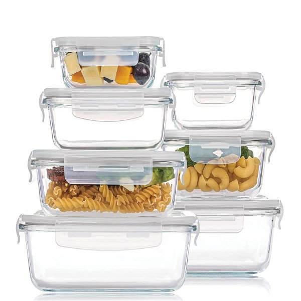 סט קופסאות זכוכית לאחסון מזון 7 חלקים